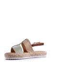 Mixed material wedge sandal