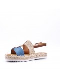 Mixed material wedge sandal