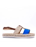 Mixed material wedge sandal