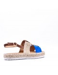 Mixed material wedge sandal