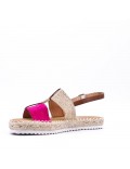 Mixed material wedge sandal