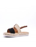 Mixed material wedge sandal