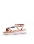 Mixed material wedge sandal