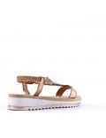 Mixed material wedge sandal