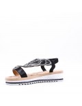 Mixed material wedge sandal