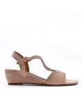 Wedge sandal in faux suede