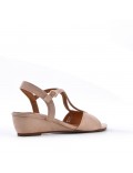 Wedge sandal in faux suede