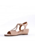 Wedge sandal in faux suede