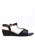 Women's faux leather wedge sandal