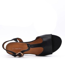 Women's faux leather wedge sandal