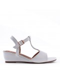 Women's faux leather wedge sandal