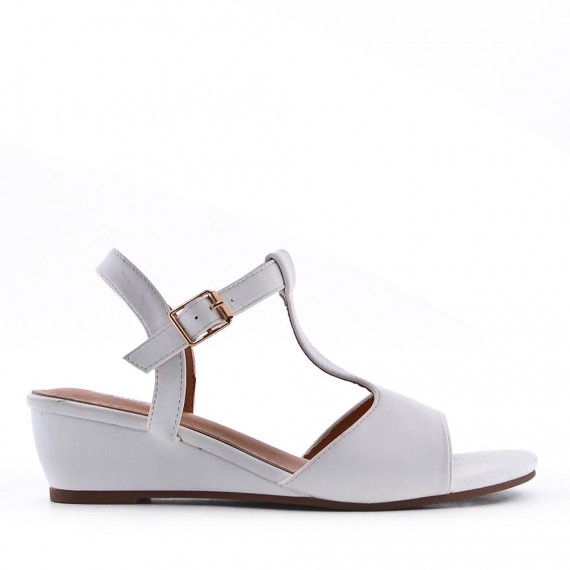 Women's faux leather wedge sandal