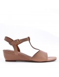 Women's faux leather wedge sandal