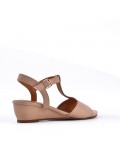 Women's faux leather wedge sandal