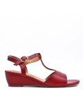 Women's faux leather wedge sandal