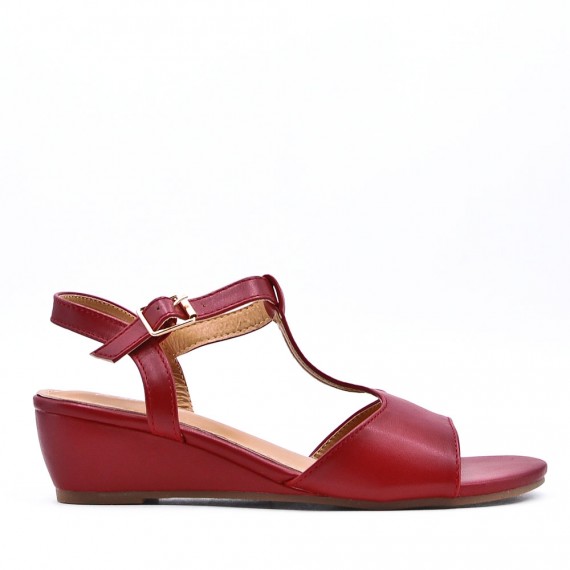 Women's faux leather wedge sandal