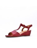 Women's faux leather wedge sandal