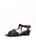 Women's faux leather wedge sandal