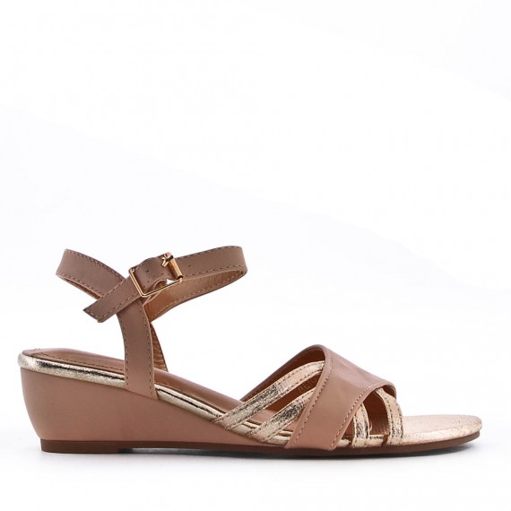 Women's faux leather wedge sandal