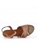 Women's faux leather wedge sandal