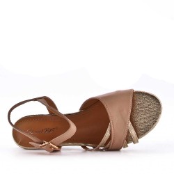 Women's faux leather wedge sandal