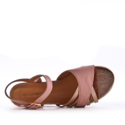 Women's faux leather wedge sandal