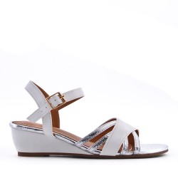 Women's faux leather wedge sandal