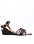 Women's faux leather wedge sandal