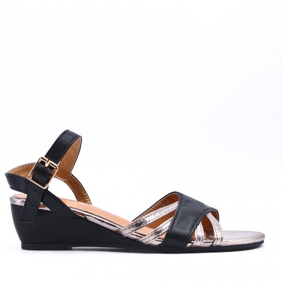 Women's faux leather wedge sandal