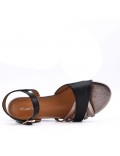 Women's faux leather wedge sandal