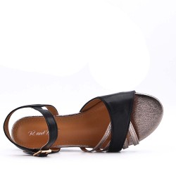 Women's faux leather wedge sandal