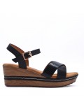 Women's faux leather wedge sandal