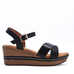 Women's faux leather wedge sandal