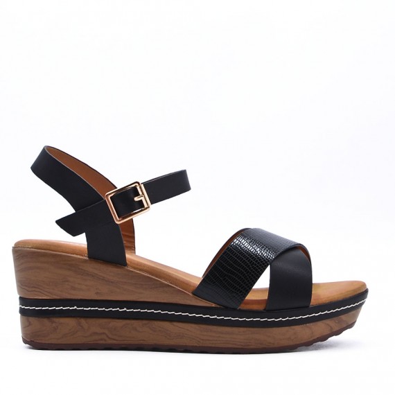 Women's faux leather wedge sandal