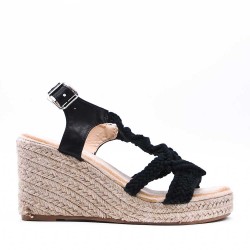 Women's faux leather wedge sandal