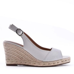 Sandale compensée en simili cuir pour femme