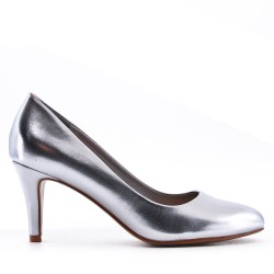 Women's faux leather heeled pumps