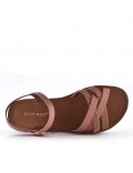 Mixed material wedge sandal