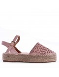 Mixed material wedge sandal