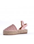 Mixed material wedge sandal