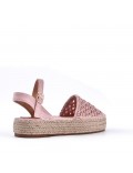 Mixed material wedge sandal