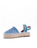 Mixed material wedge sandal