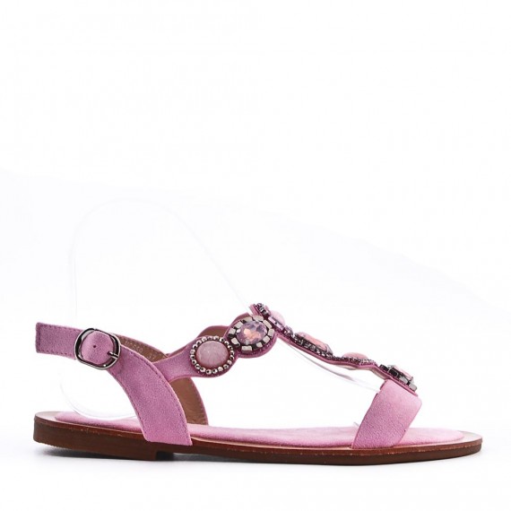 Flat sandals in a material mix for women