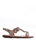 Flat sandals in a material mix for women