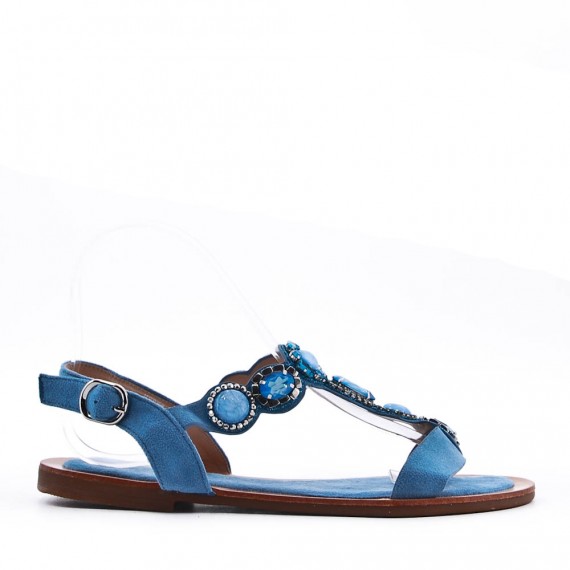 Flat sandals in a material mix for women