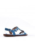 Flat sandals in a material mix for women