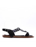 Flat sandals in a material mix for women