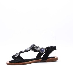 Flat sandals in a material mix for women