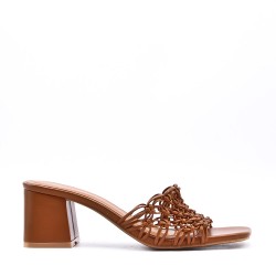 Faux leather heeled sandal