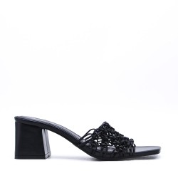 Faux leather heeled sandal